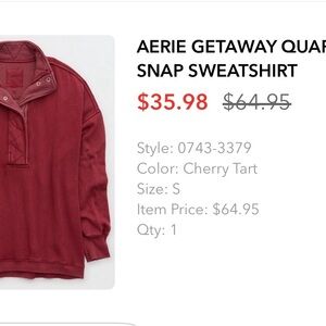 Aerie M Cherry Tart Snap Sweatshirt
